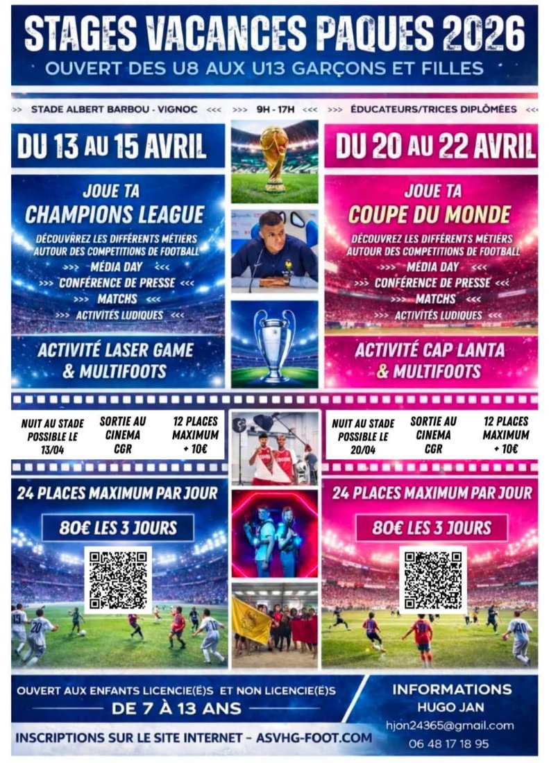 DEUX STAGES POUR LES VACANCES DE PÂQUES